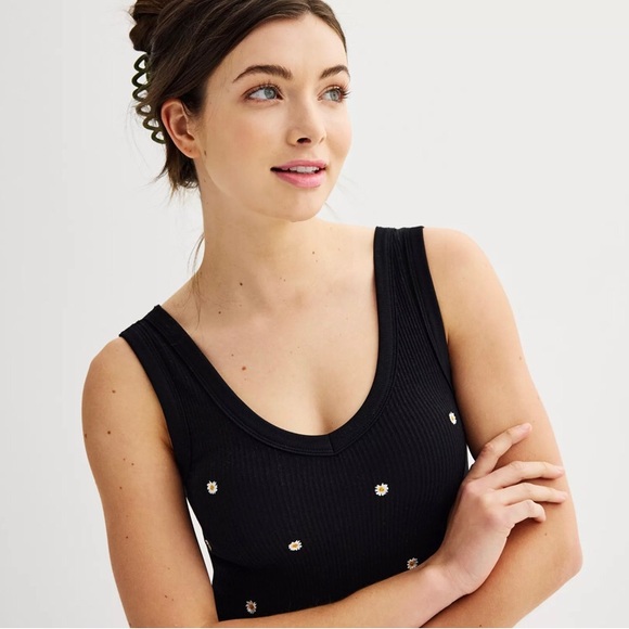 NEW Harper & Ivy Embroidered Daisy Seamless Tank Top. XL - Picture 1 of 7